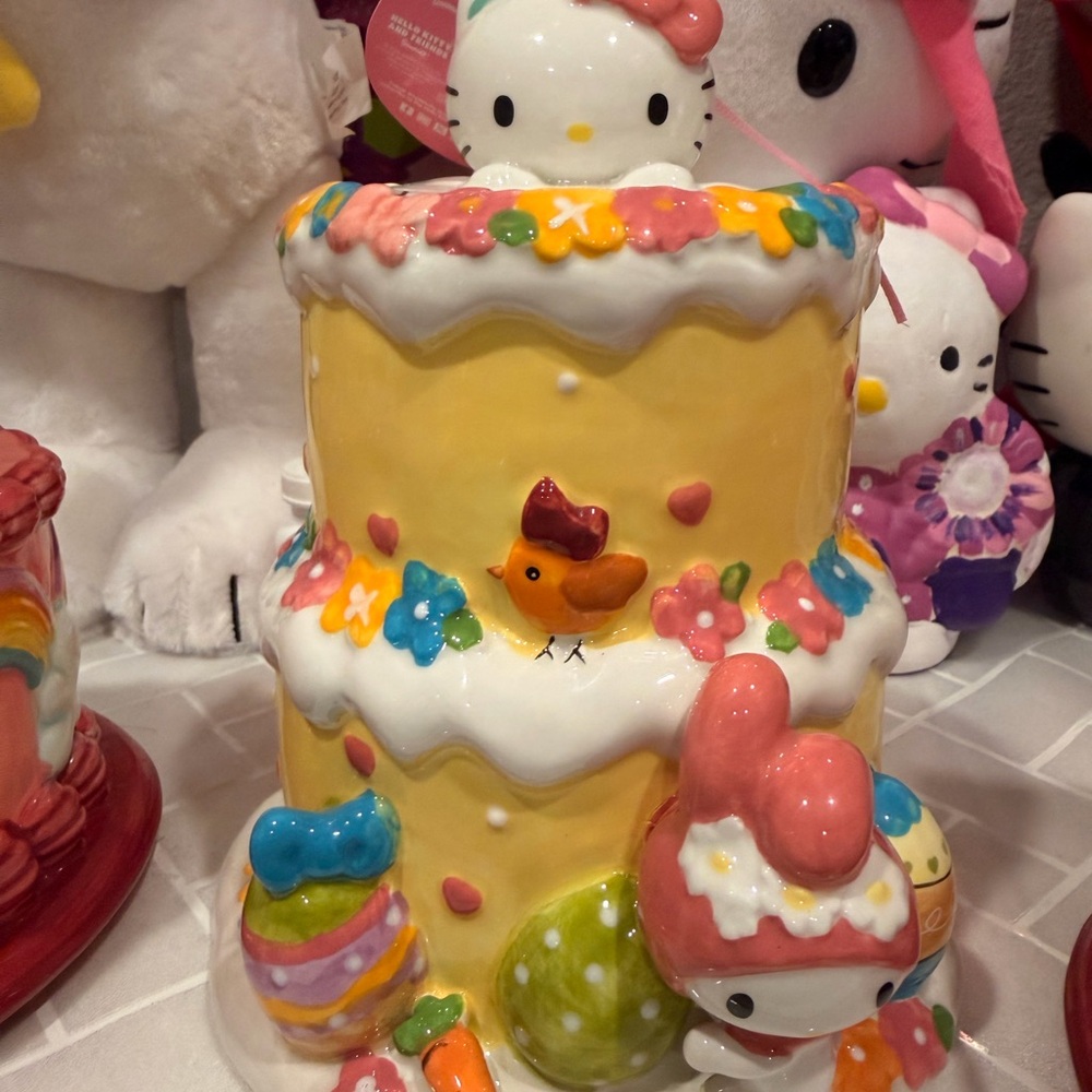 Hello Kitty Yellow and Pink Ceramic Art